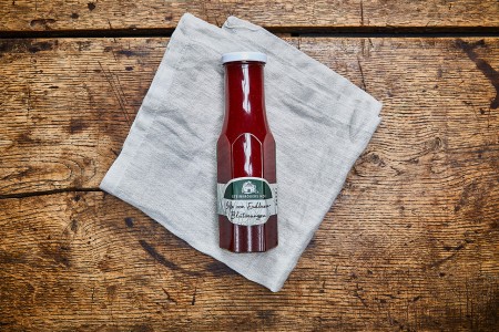 Soße von Erdbeeren und Blutorangen