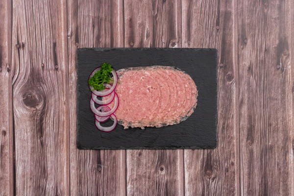 Aufschnitt gekochtes Zwiebelmett