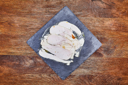 Hähnchen in Aspik / süssliche Sülze mit Speisegelatine vom Schwein